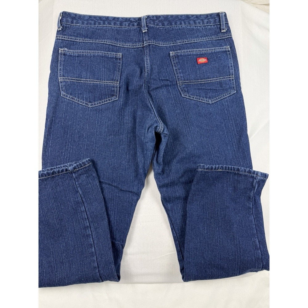 Dickies Straight Leg Flannel Lined Denim Jeans Women 16 Blue Gorpcore Workwear